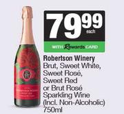 Robertson Winery Brut,Sweet White,Sweet Rose,Sweet Red Or Brut Rose Sparkling Wine-750ml Each