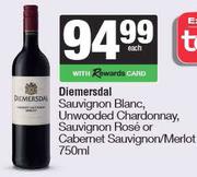 Diemersdal Sauv Blanc,Unwooded Chardonnay,Sauv Rose Or Cab Sauv/Merlot-750ml Each