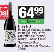 Bruce Jack Pino Malbec,Shiraz,Pino Daily Brew,Cab Sauv,Merlot,Chenin Blanc,Sauv Blush-750ml Each