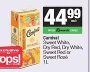 Carnival Sweet White,Dry Red,Dry White,Sweet Red Or Sweet Rose-1L Each
