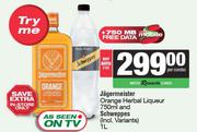 Jagermeister Orange Herbal Liqueur 750ml & Schweppes 1L-Per Combo