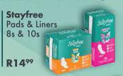 Stayfree Pads & Liners-8s & 10s
