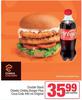 Double Stack Cheeky Chikka Burger Plus Coca Cola 440ml Original-Per Combo