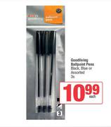 Spar Goodliving Ballpoint Pens (Black, Blue Or Assorted)-3s Pack Each
