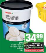 Spar Double Cream or Full Cream Yoghurt assorted-1kg Each
