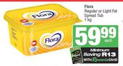 Flora Regular Or Light Fat Spread Tub-1kg Each