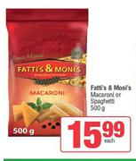 Fatti's & Moni's Macaroni Or Spaghetti-500g Each