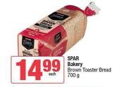 Spar Bakery Brown Toaster Bread-700g Each