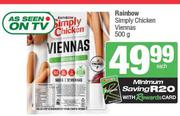 Rainbow Simply Chicken Viennas-500g Each