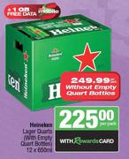 Heineken Lager Quarts With Empty Quart Bottles-12 x 650ml Per Pack