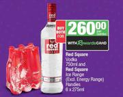 Red Square Vodka 750ml & Red Square Ice Range Handies 6 x 275ml-Both For