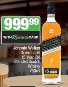 Johnnie Walker Green Label 15 Year Old Blended Scotch Whisky-750ml