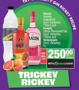 Hooch Howler Grapefruit 750ml & Imagin Citrus Flavoured Gin 750ml & Schweppes 1L-All For