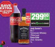 Jack Daniel's No.7 Tennessee Whisky 750ml & Coca Cola 1L-Both For
