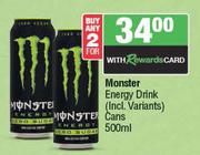 Monster Energy Drink (Incl. Variants) Cans-For Any 2 x 500ml