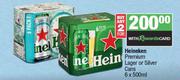 Heineken Premium Lager Or Silver Cans-For 2 x 6 x 500ml