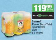 Smirnoff Pine Or Berry Twist Spirit Cooler Cans-6 x 440ml Per Pack