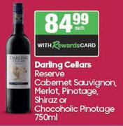 Darling Cellars Reserve CabernetSauvignon,Merlot,Pinotage,Shiraz Or Chocoholic Pinotage-750ml Each