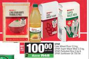 Spar Cake Wheat Flour 2.5Kg,Super Maize Meal 2.5Kg,Parboiled Rice 2Kg & Sunflower Oil 750ml-For All