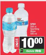 Spar Still Or Sparkling Water-For 2 x 500ml