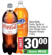 Coca Cola Fanta, Sprite Or Stoney Diet,Lite Or Zero Range-For 2L