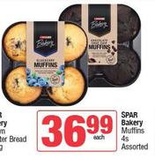 Spar Bakery Muffins 4s Pack Assorted-Each