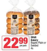 Spar Bakery Bagels (Plain Or Seeded)-4s Per Pack