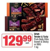 Spar Tender & Tasty Pork Belly Ribs Sweet & Sticky Or BBQ-1kg Each