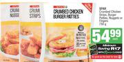 Spar Crumbed Chicken Strips, Burger Patties, Nuggets Or Fingers-750g Each