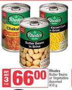 Rhodes Butter Beans Or Vegetables Assorted-For Any 3 x 410g