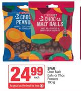 Spar Choc Malt Balls Or Choc Peanuts-100g Each