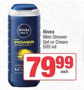 Nivea Men Shower Gel Or Cream-500ml Each