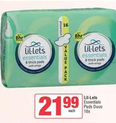 Lil-Lets Essentials Pads Duos-16s Pack Each