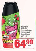 Organics Kids 2 In 1 Strawberries Shampoo & Conditioner-400ml Each