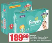 Pampers Active Baby Diapers Or Pants Value Pack Assorted Sizes-Per Pack
