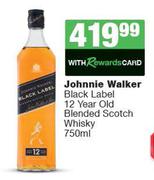 Johnnie Walker Black Label 12 Year Old Blended Scotch Whisky-750ml