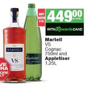 Martell VS Cognac 750ml & Appletiser 1.25L-Both For
