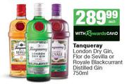 Tanqueray London Dry Gin,Flor De Sevilla Or Royale Blackcurrant Distilled Gin-750ml Each