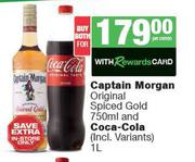 Captain Morgan Original Spiced Gold 750ml & Coca Cola 1L-Both for