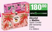 Absolut Or Malibu Spirit Cooler Cans-For 2 x 4 x 300ml