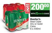 Hunter's Real Cider Dry Or Gold Cans-For 2 x 6 x 440ml