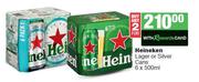 Heineken Lager Or Silver Cans-For 2 x 6 x 500ml