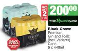 Black Crown Premium Gin & Tonic Cans-For 2 x 6 x 440ml
