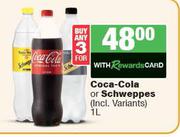 Coca Cola Or Schweppes-For 3 x 1L