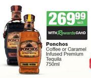 Ponchos Coffee Or Caramel Infused Premium Tequila-750ml Each