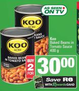 Koo Baked Beans In Tomato Sauce-For 2 x 400g