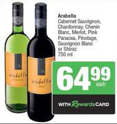 Arbella Cabernet Suvignon, Chardonnay, Chenin Blanc, Merlot, Pink Panacea, PinotageOrShiraz-750ml EA