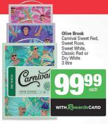 Olive Brook Carnival Sweet Red, Sweet Rose, Sweet White, Classic Red Or Dry White-3Ltr Each