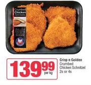 Crisp N Golden Crumbed Chicken Schnitzel-2s Or 4s  Per kg