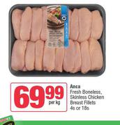 Anca Fresh Boneless, Skinless Chicken Breast Fillets-4s Or 18s Per kg